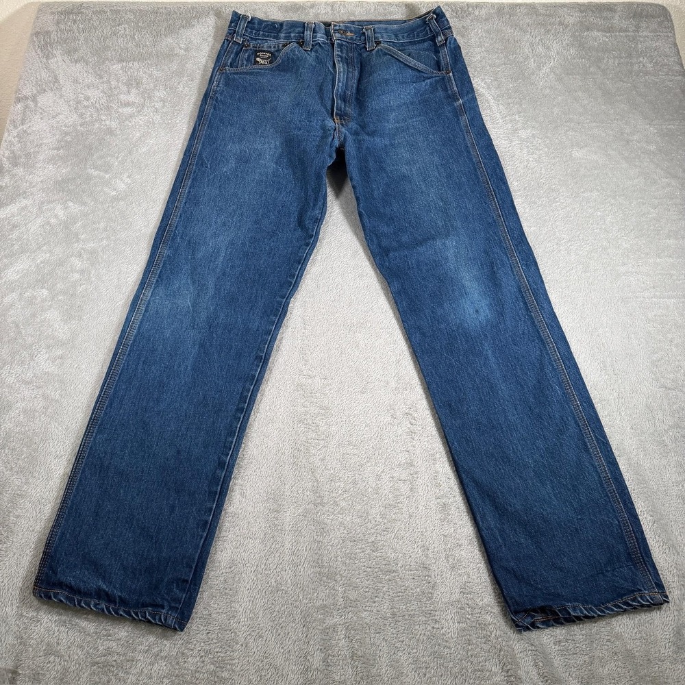 Pointer Brand Jeans Mens 34x32 Blue White Oak Cone Denim Straight Leg USA Made